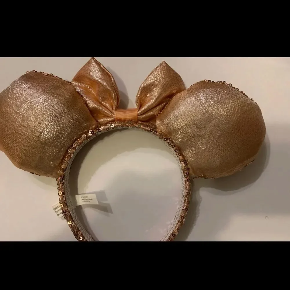 Disney Parks Glitter Imagination Pink Sequin Bow Minnie Mouse Ears Headband